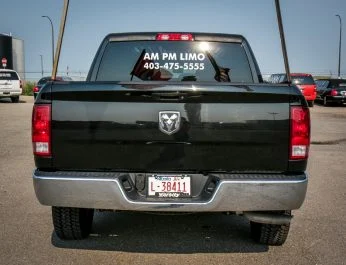 image of 16 passenger Dodge Ram stretched limousine exterior passenger side