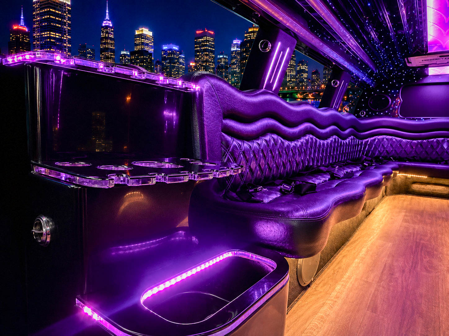 image of 16 passenger white Dodge Ram stretched limousine