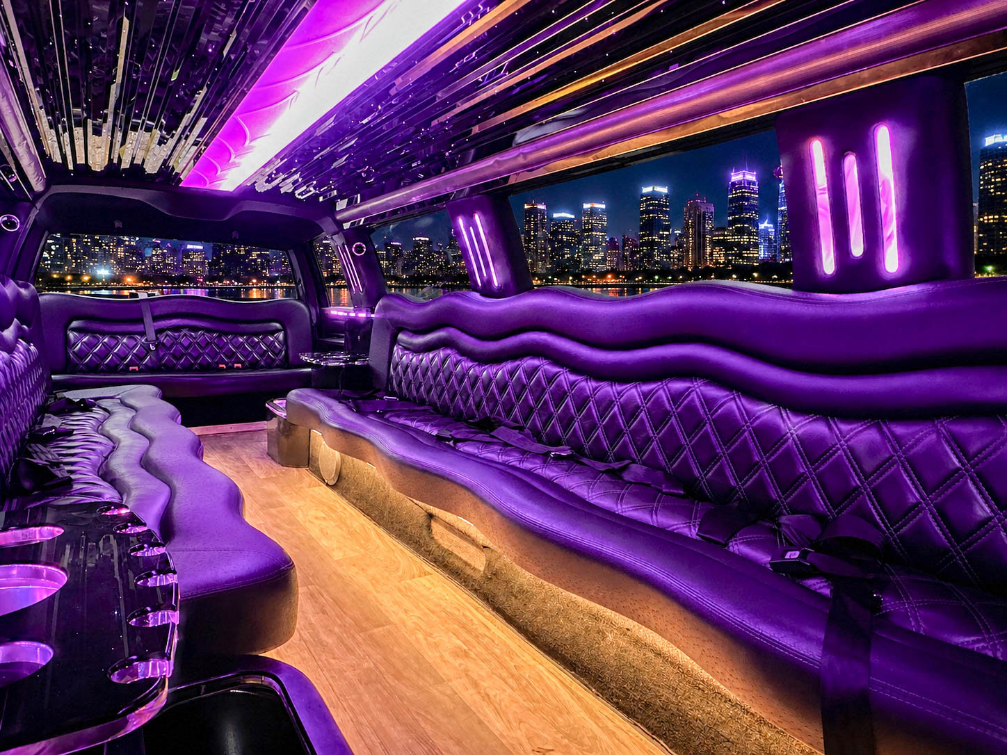 image of 16 passenger white Dodge Ram stretched limousine